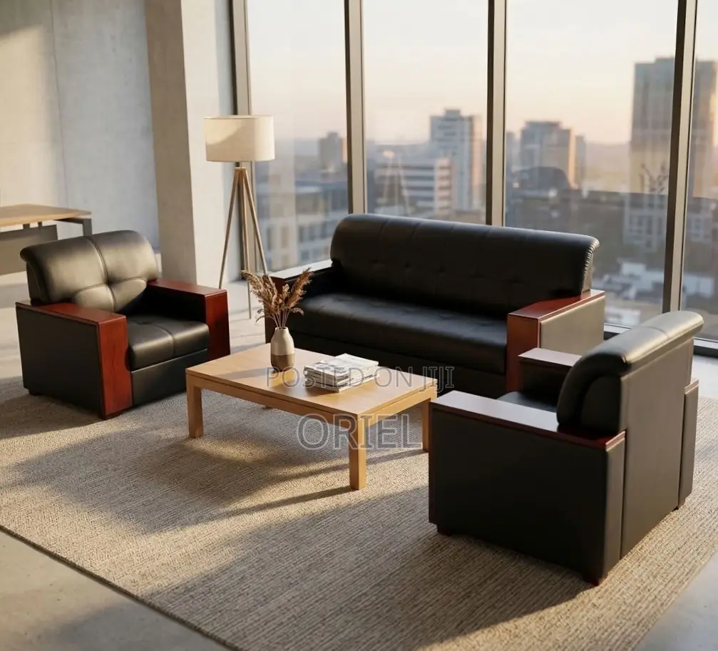 Office Sofa : Leather Office Lounge Sofa 5-Seater