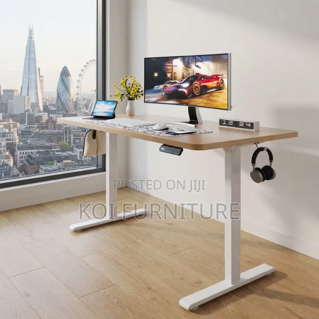 Office Desk; Ergonomic Brown 1.4 Meters Adjustable Home Office Desk