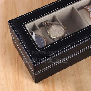 6-Slot Watch Organizer Storage Box – Black Galo