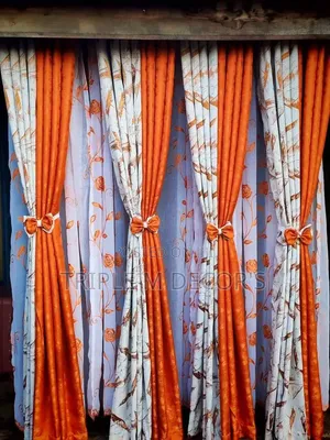 Bright Floral Print Dining Room Window Drapes