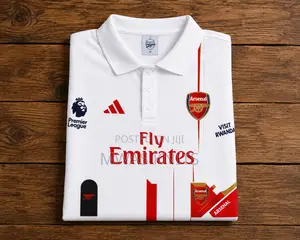 Arsenal White Home Jersey Polo Shirt Red White Premium Quality