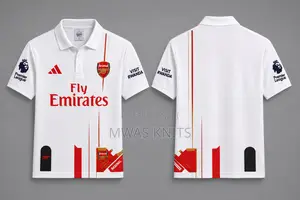 Arsenal White Home Jersey Polo Shirt Red White Premium Quality