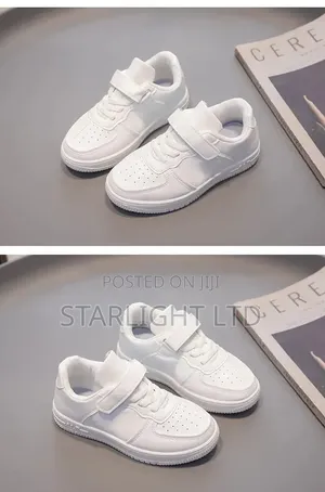 Kids White School Sneakers 21-37