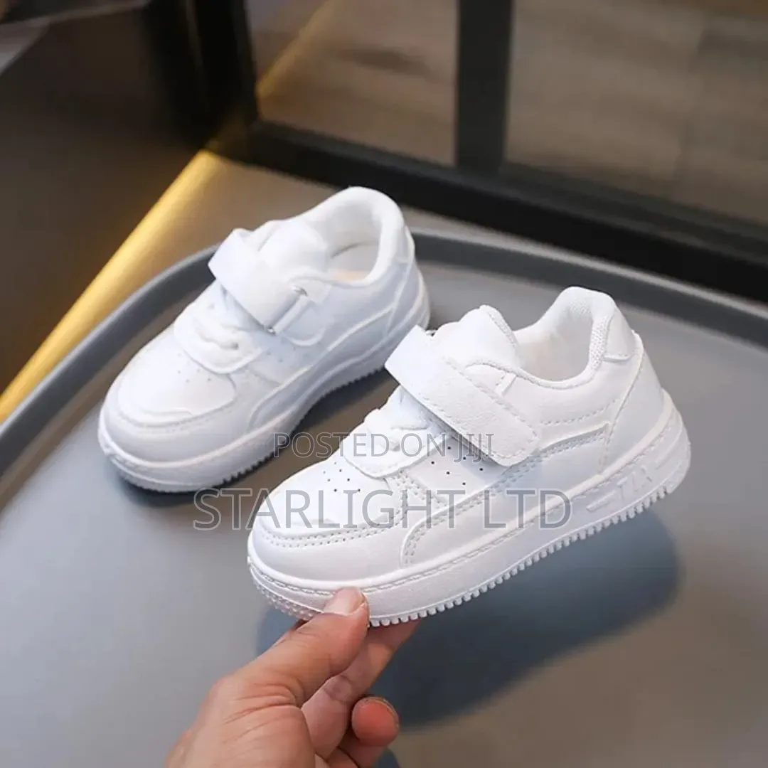 Kids White Lightweight School Sneakers 21-37