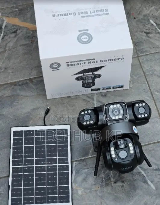 6mp 4g Simcard Triple Lens Solar Powered PTZ Camera 3lens