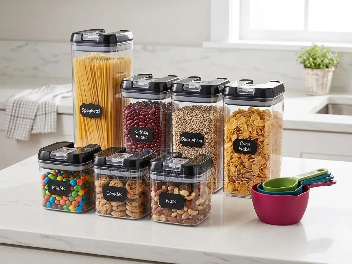 7-Piece Airtight Food Storage Container Set Kitchen Pantry Organizers