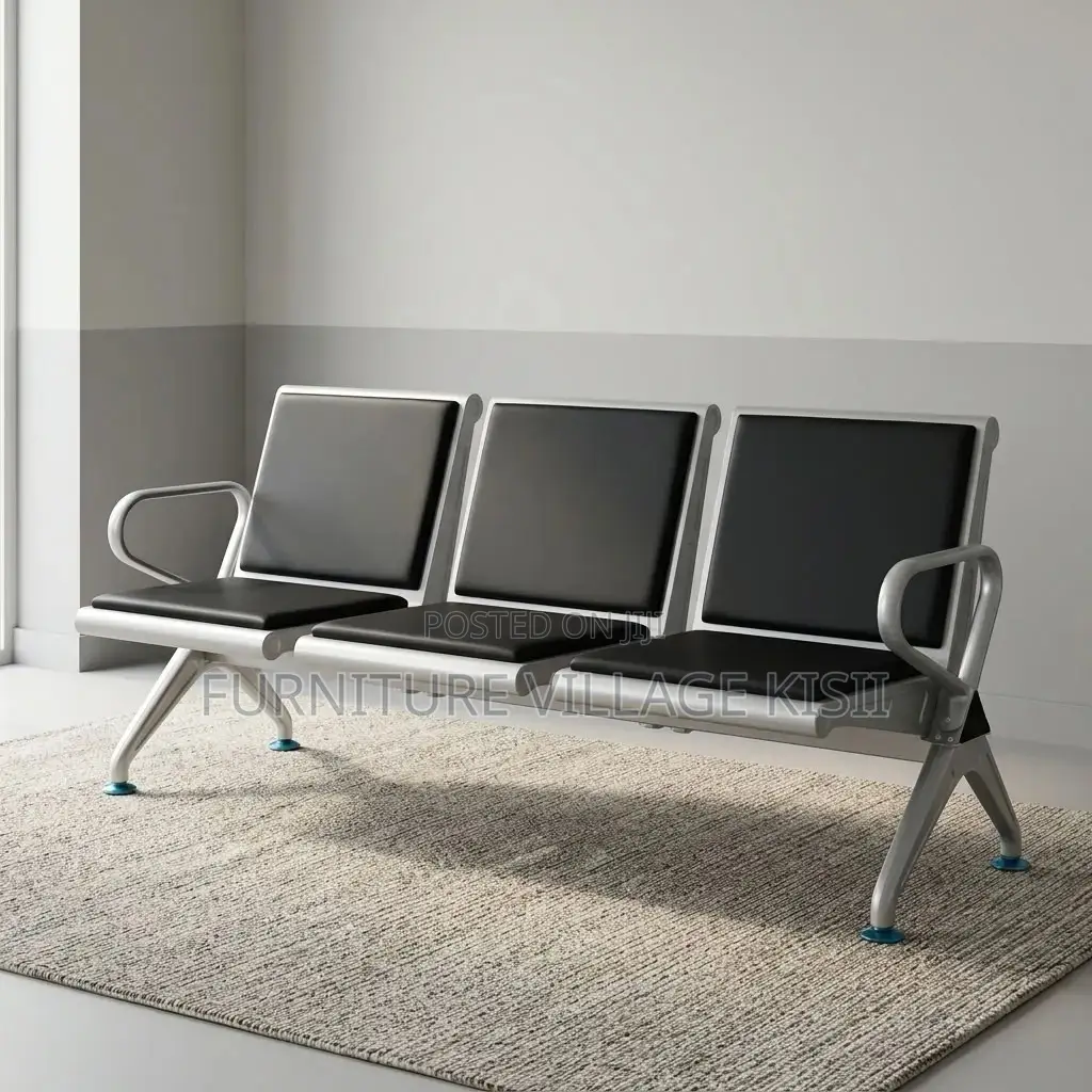 Office Bench; Sturdy 3-Link Padded Heavy Duty Waiting Bench