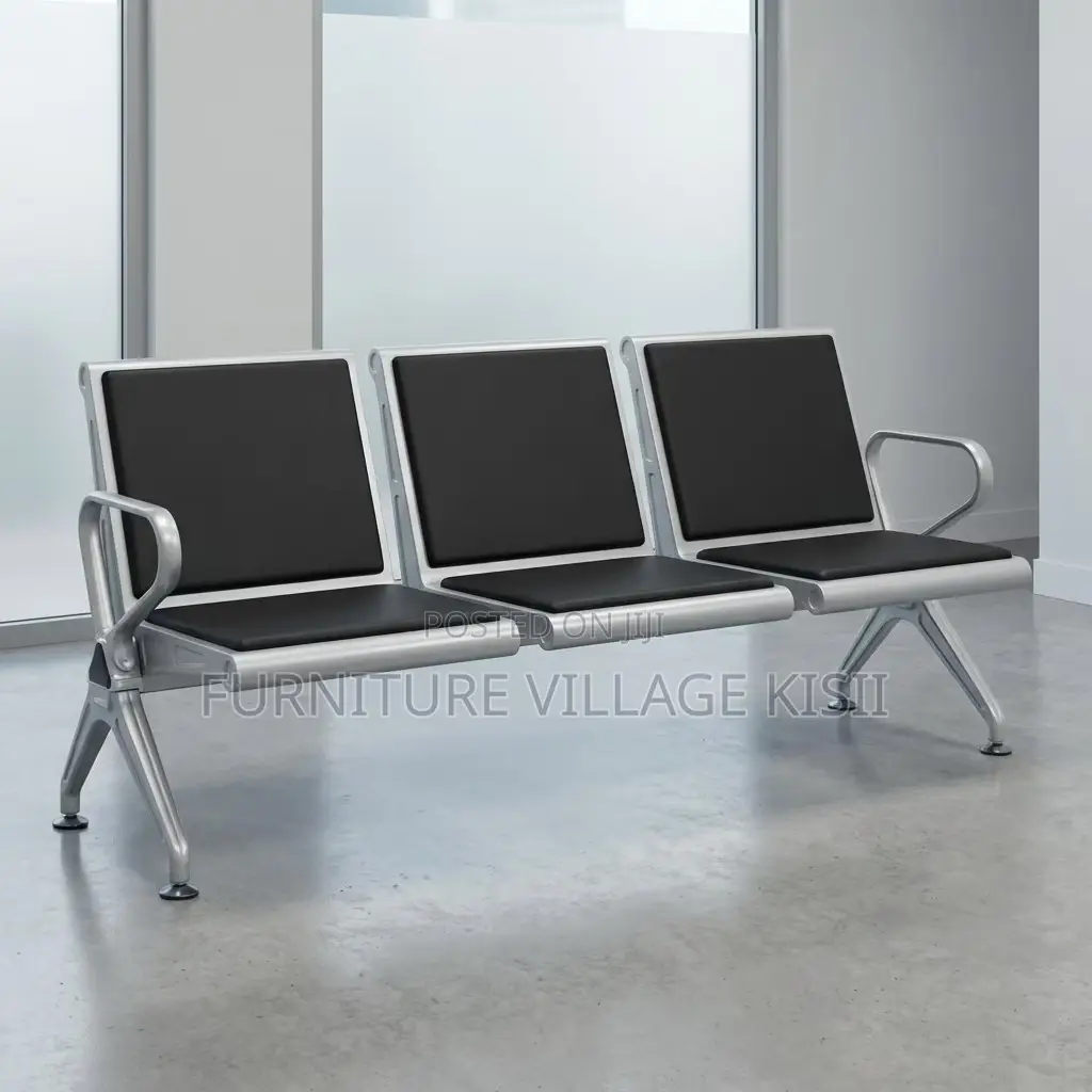Office Bench; Sturdy 3-Link Padded Heavy Duty Waiting Bench