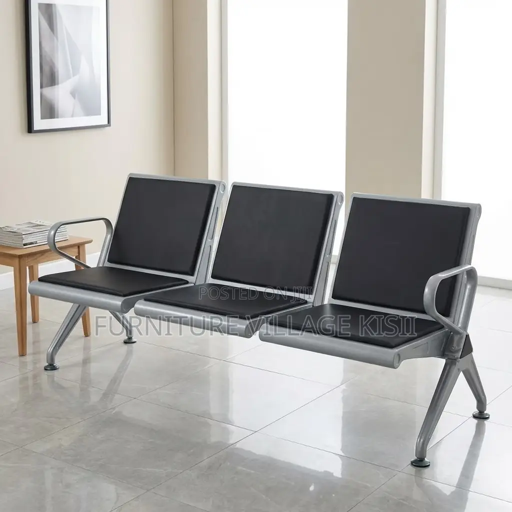 Office Bench; Sturdy 3-Link Padded Heavy Duty Waiting Bench