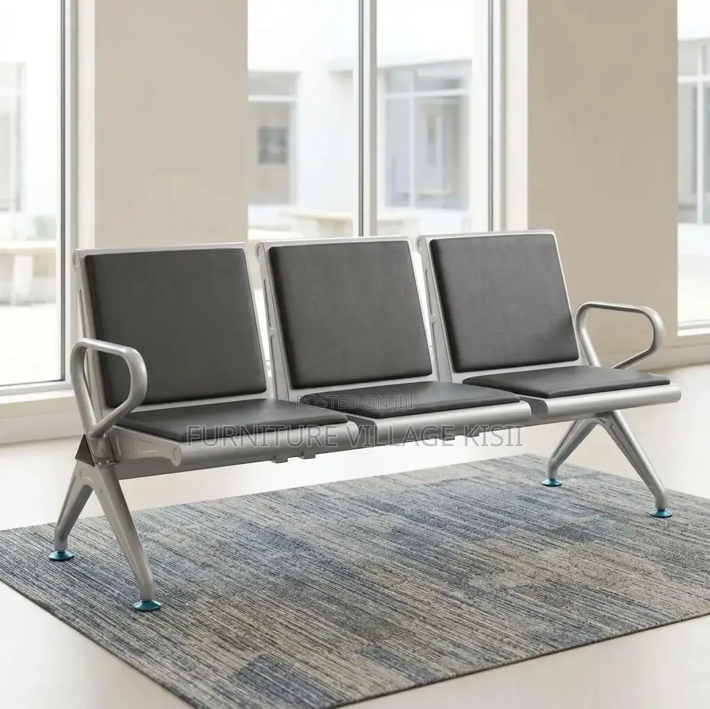 Office Bench; Sturdy 3-Link Padded Heavy Duty Waiting Bench