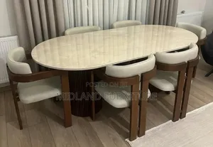 Hardwood Dining Table With Marble Top Available on Order