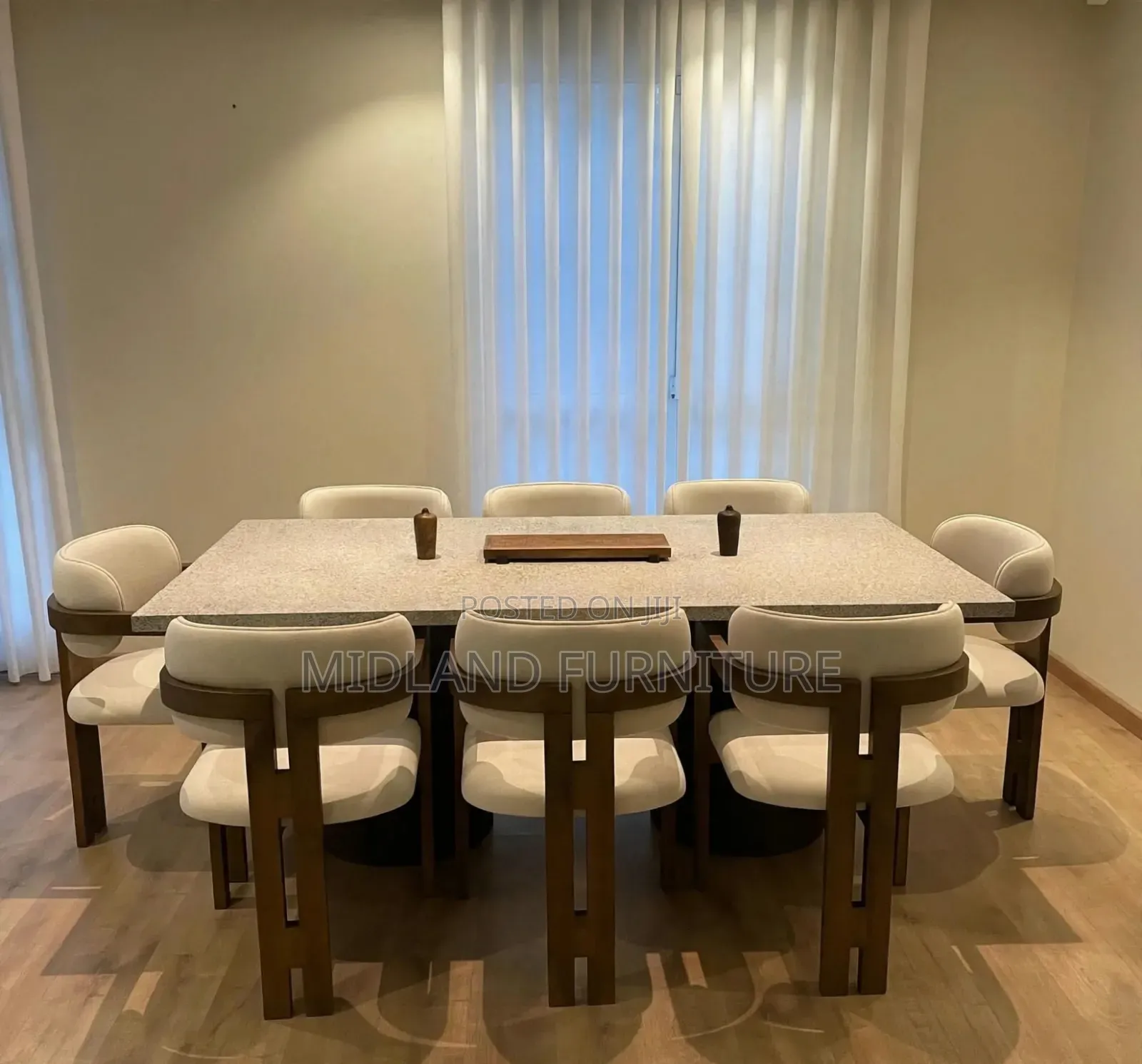 Hardwood Dining Table With Marble Top Available on Order