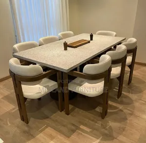 Hardwood Dining Table With Marble Top Available on Order
