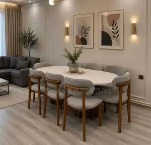 Hardwood Dining Table With Marble Top Available on Order
