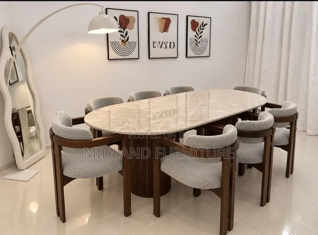 Hardwood Dining Table With Marble Top Available on Order