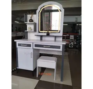 Dressing Table; White Wooden-Lighted Home Vanity Dressing Table