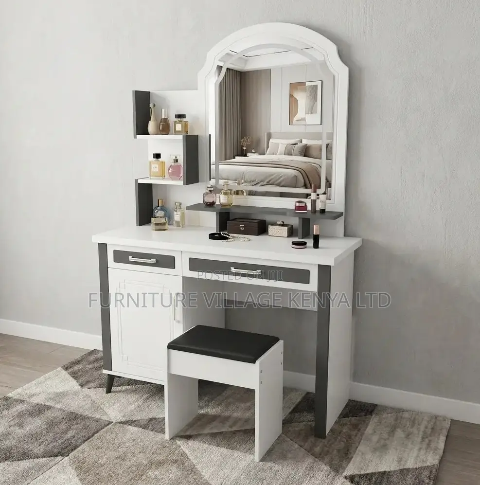 Dressing Table; White Wooden-Lighted Home Vanity Dressing Table