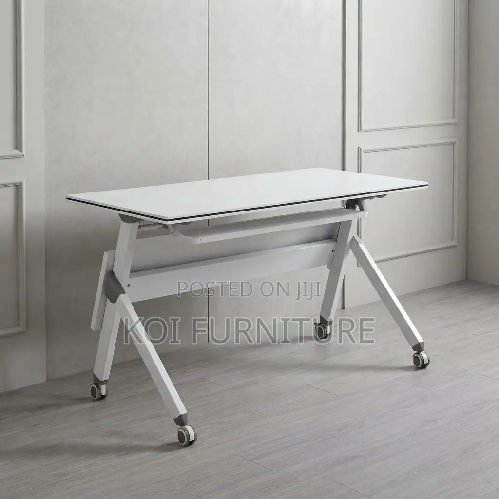 Office Desk; 120CM White Modern Office Meeting Foldable Tables