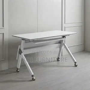 Office Desk; 120CM White Modern Office Meeting Foldable Tables