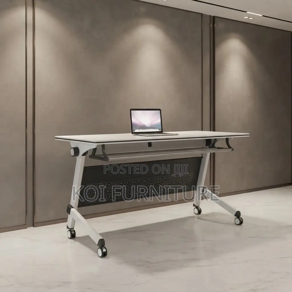 Office Desk; 120CM White Modern Office Meeting Foldable Tables