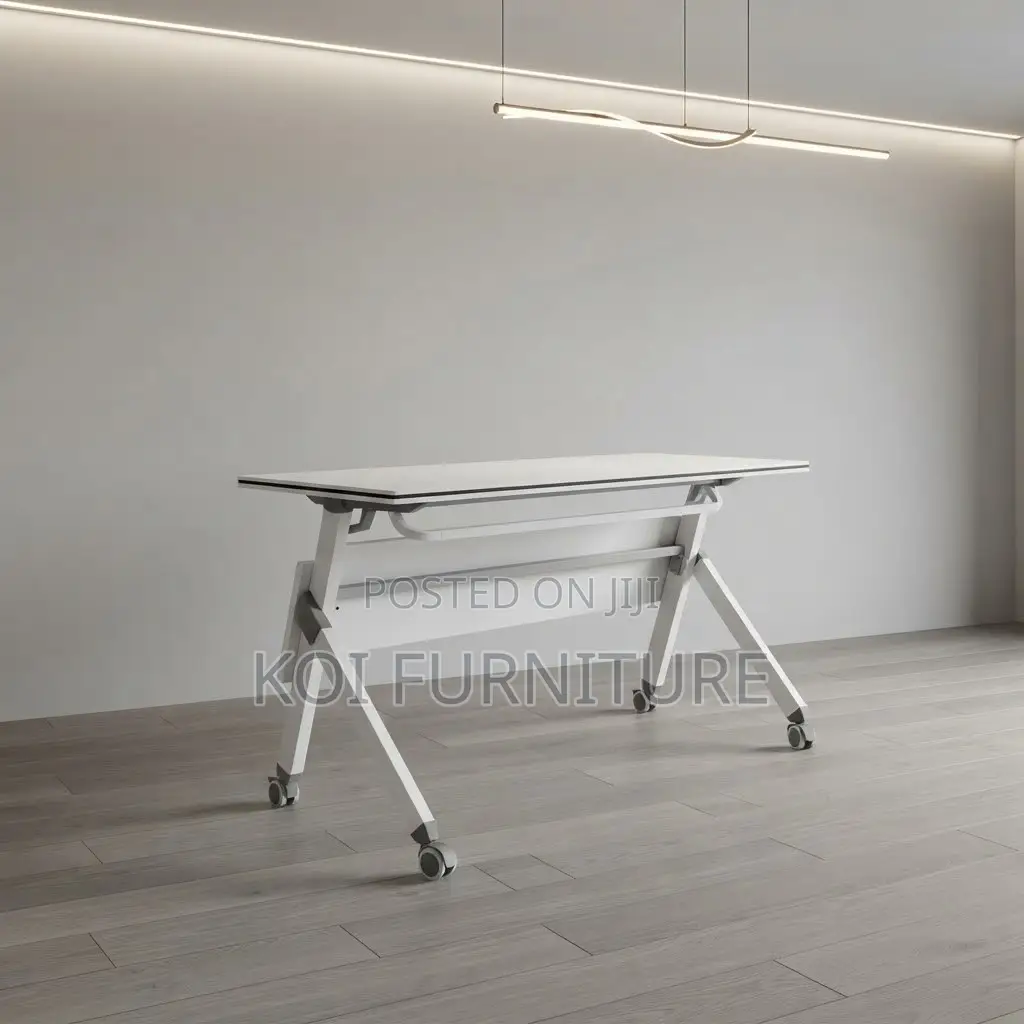 Office Desk; 120CM White Modern Office Meeting Foldable Tables