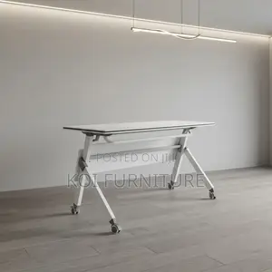 Office Desk; 120CM White Modern Office Meeting Foldable Tables