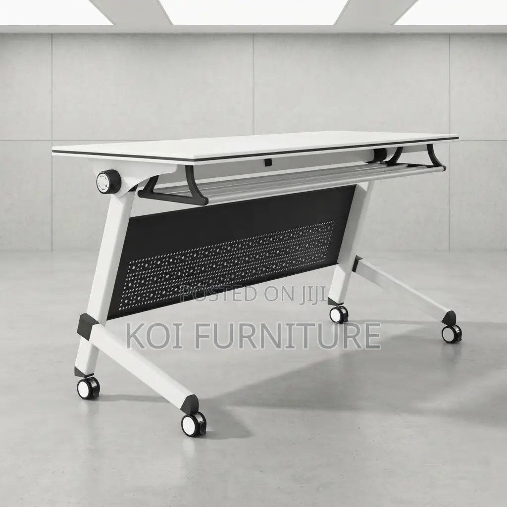Office Desk; 120CM White Modern Office Meeting Foldable Tables