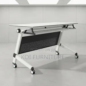 Office Desk; 120CM White Modern Office Meeting Foldable Tables