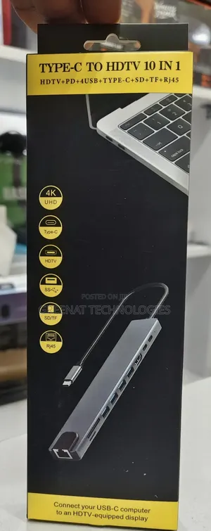 Type-C to HDTV 10 in 1 Hub HDMI 100W PD 4 USB Type-C RJ45 Ethernet
