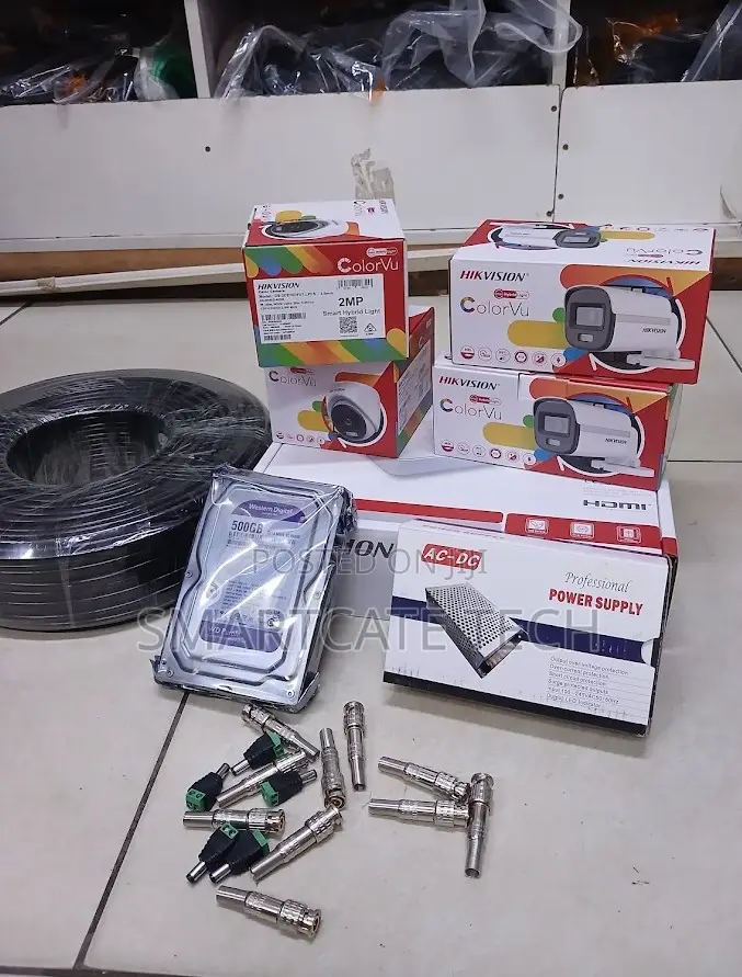 Hikvision 4CH DVR Kit 4 ColorVu Cameras Day Night Security