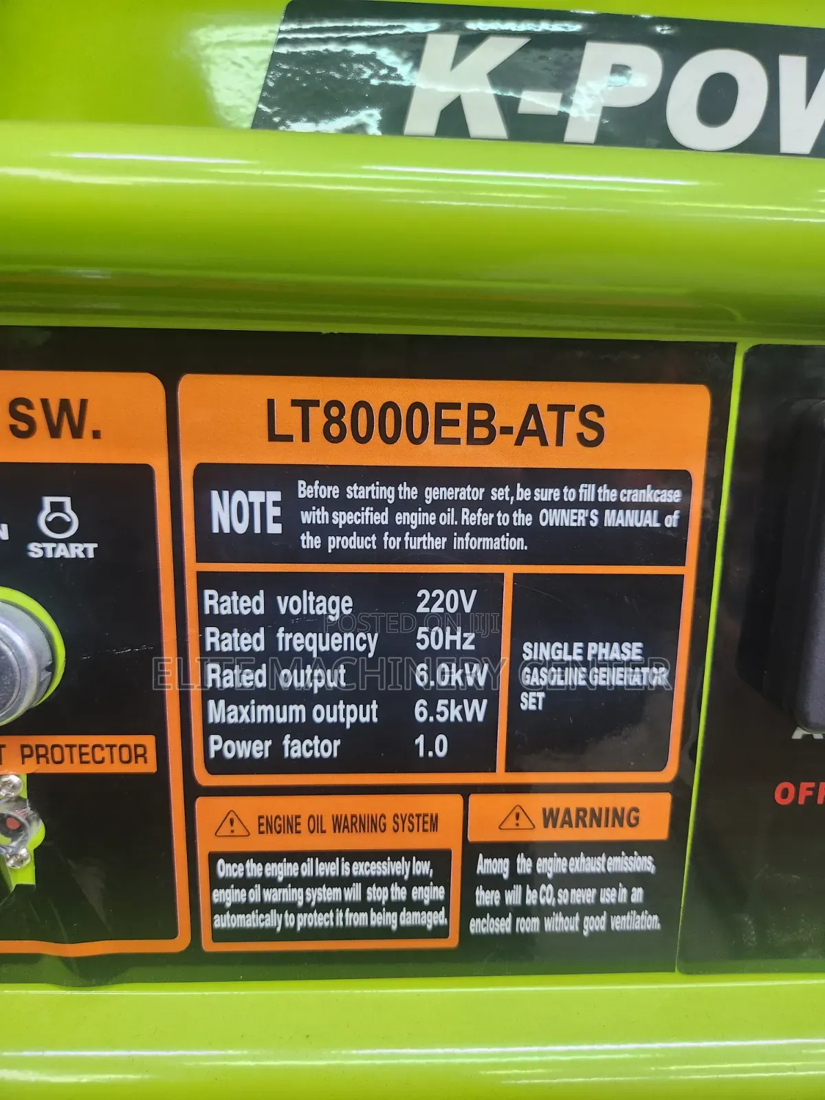 K-Power LT8000EB-ATS Portable Gasoline Generator 8KVA