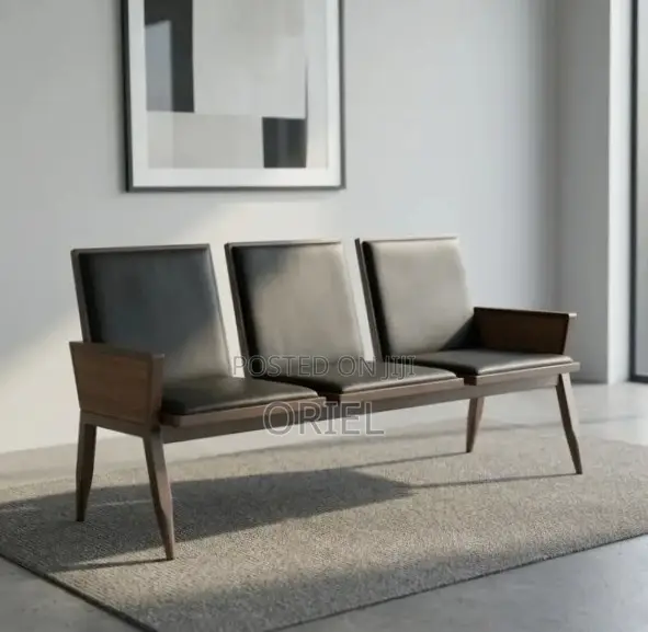 Office Waiting Bench : 3-Seater Padded Reception Bench