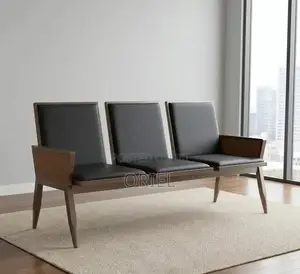 Office Waiting Bench : 3-Seater Padded Reception Bench