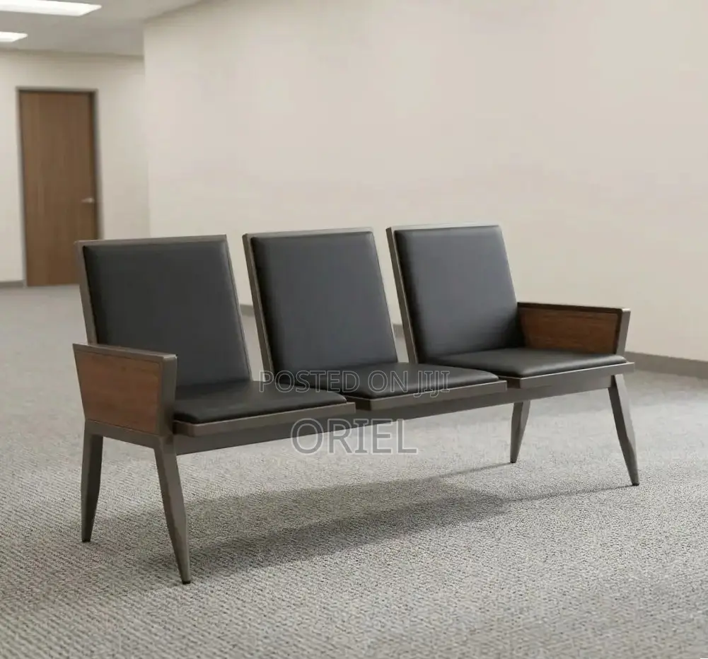 Office Waiting Bench : 3-Seater Padded Reception Bench