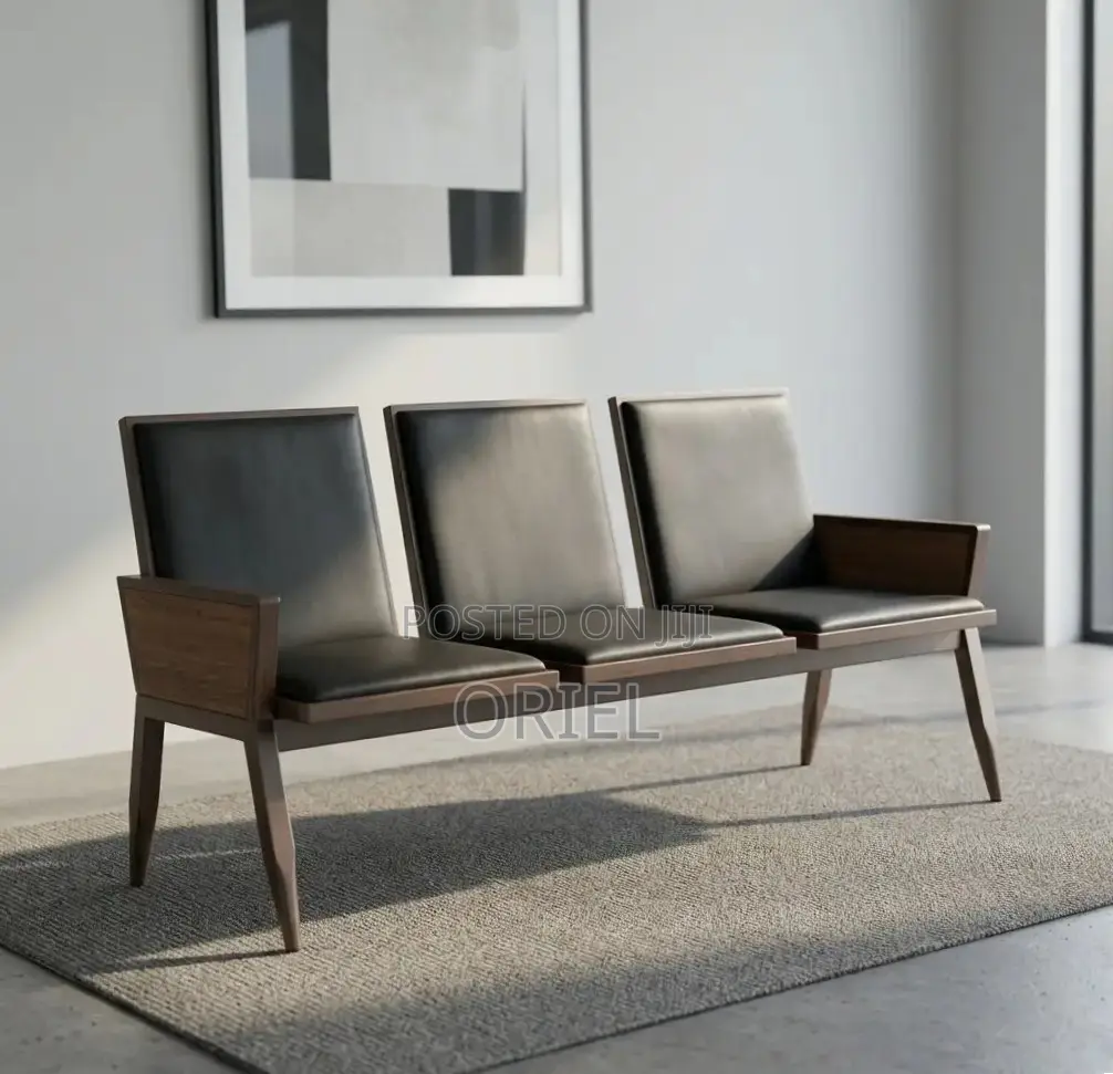 Office Waiting Bench : 3-Seater Padded Reception Bench