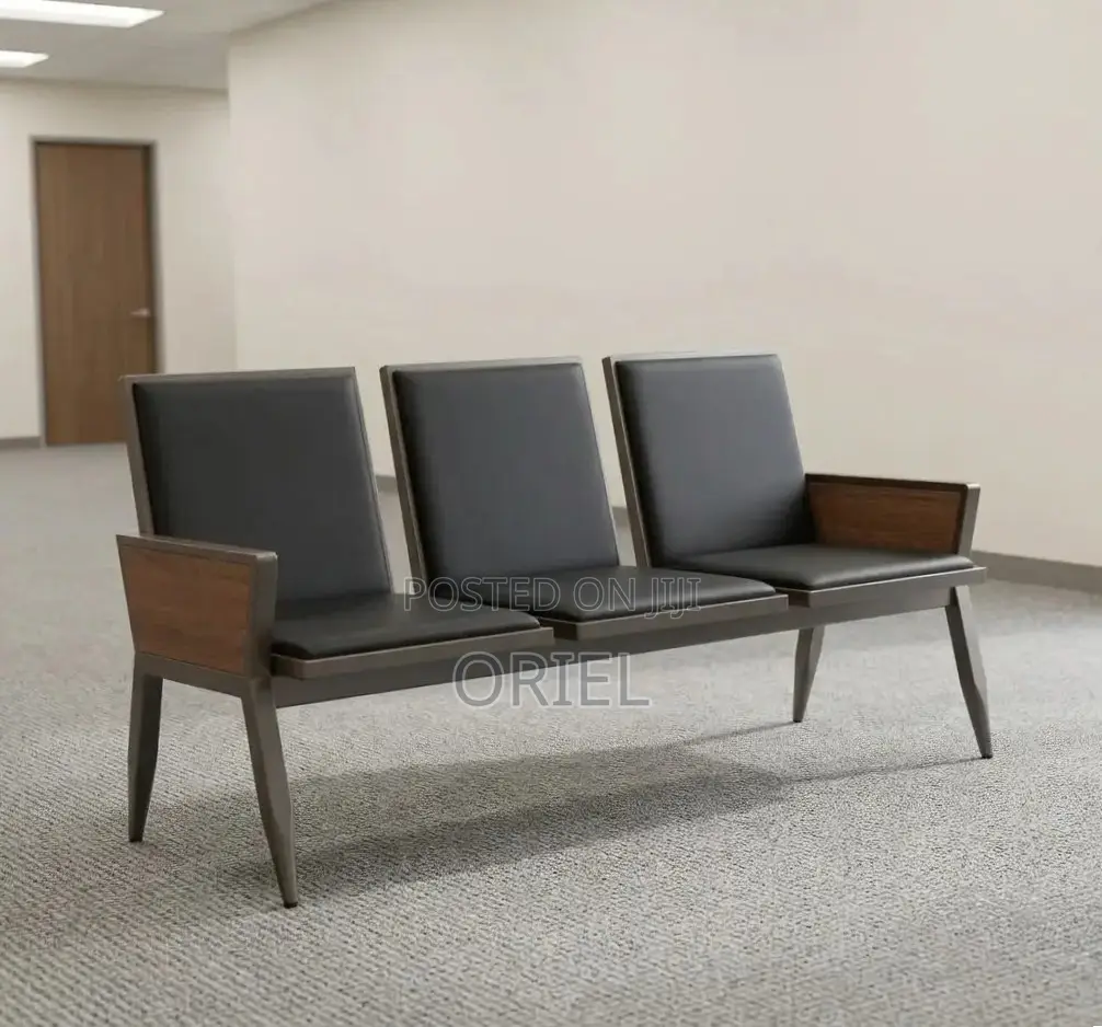 Office Waiting Bench : 3-Seater Padded Reception Bench