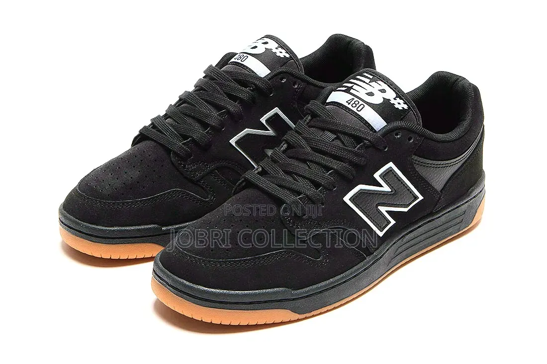 New Balance Numeric 480 Black White Gum Sole Sneakers