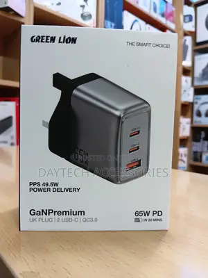 Green Lion GaN Premium Main Charger, PD 65W With 49.5W PPS