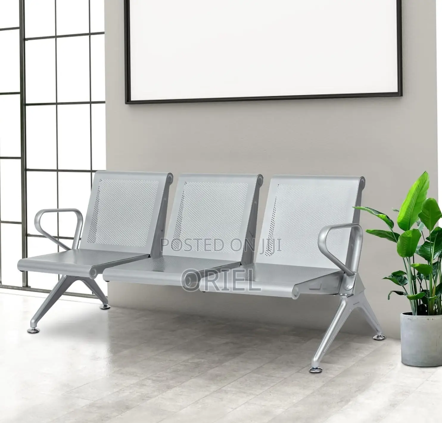 Office Bench : Steel 3-Link Waiting Bench