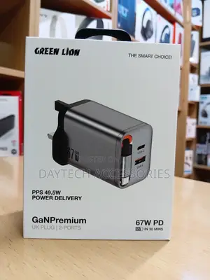 The Green Lion GaN Premium 67W UK Plug Wall Charger