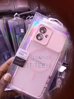 Pink Translucent MagSafe Galaxy S26 Edge Case With Lens Protector .