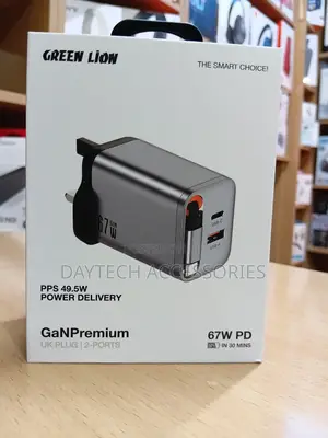 Porodo GaN Premium 67W Wall Charger UK Plug With Retractable Cable