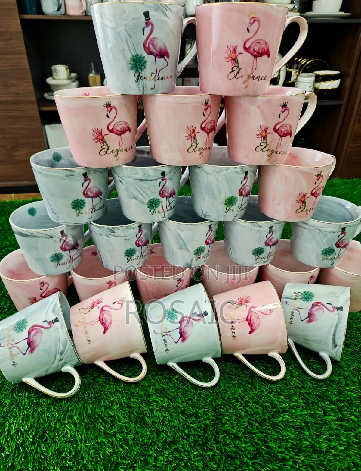High Quality Gold Rimmed Ceramic Mug Set(6pcs) Only