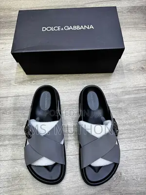 Double-Strap Leather Dolce Gabbana Fully Boxed Sandals Size 40-46