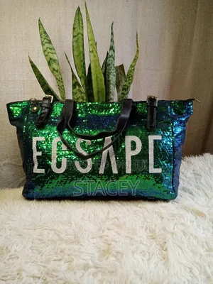 Green Sequined Letter Tote Bag