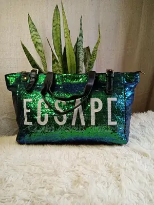 Green Sequined Letter Tote Bag