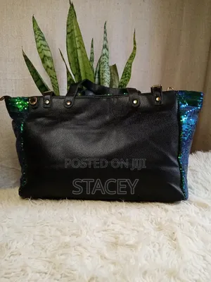 Green Sequined Letter Tote Bag