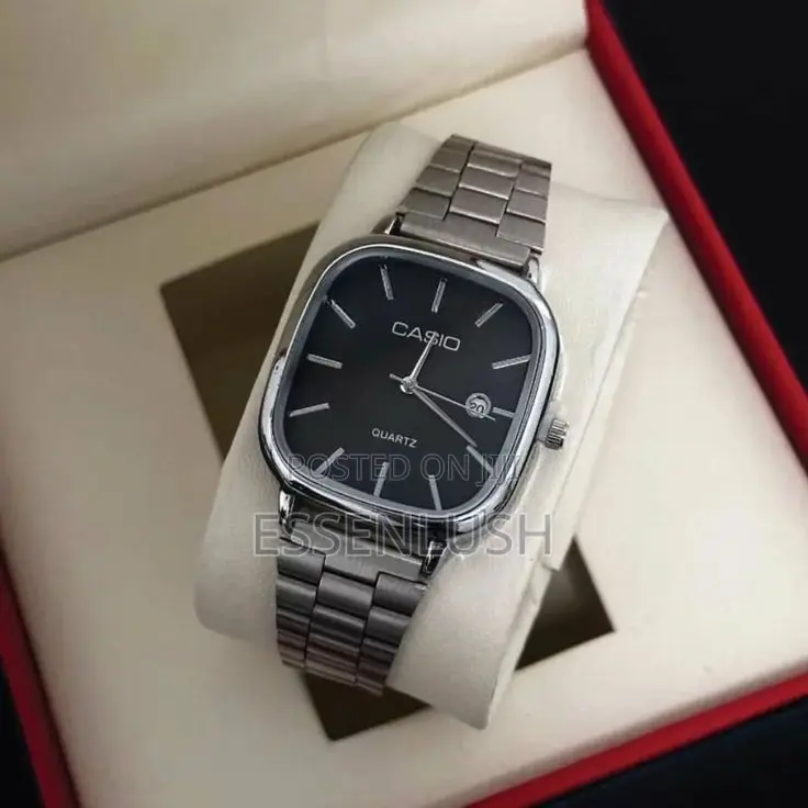 Small Square Elegant Stainless Steel Watch | Black Dial | Unisex