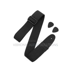 Black Guitar Strap With 2 Guitar Picks Adjustable