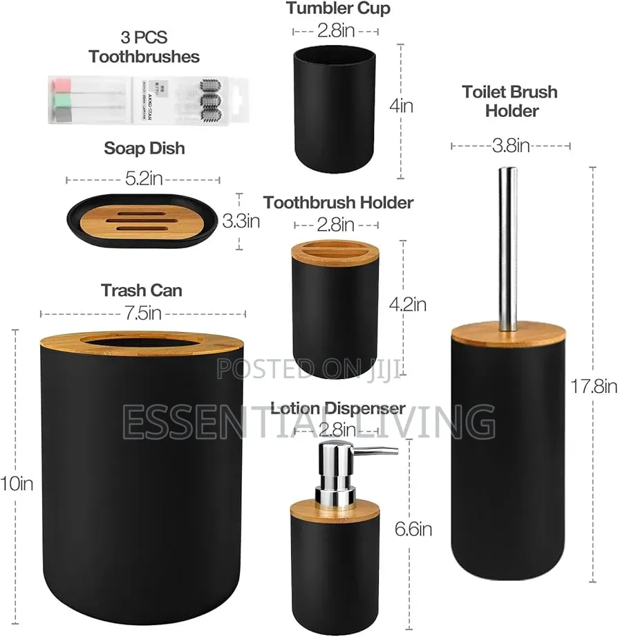 Complete 6-Piece Bathroom Decor Set With With Trash Can Pump